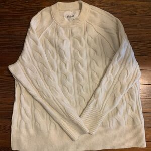 Aerie UnREAL Cream Cable Knit Crew